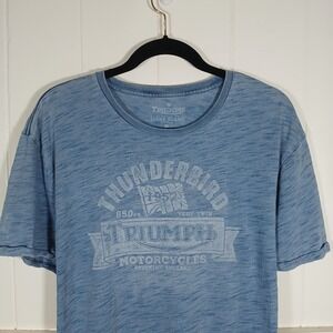 Lucky Brand Triumph Motorcycles Thunderbird Graphic Tee Blue Mens XL Slub Knit